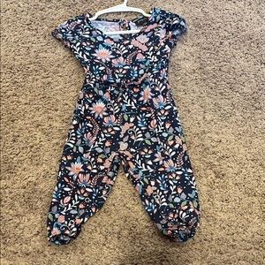 Floral One Piece with Blue and Pink Accents